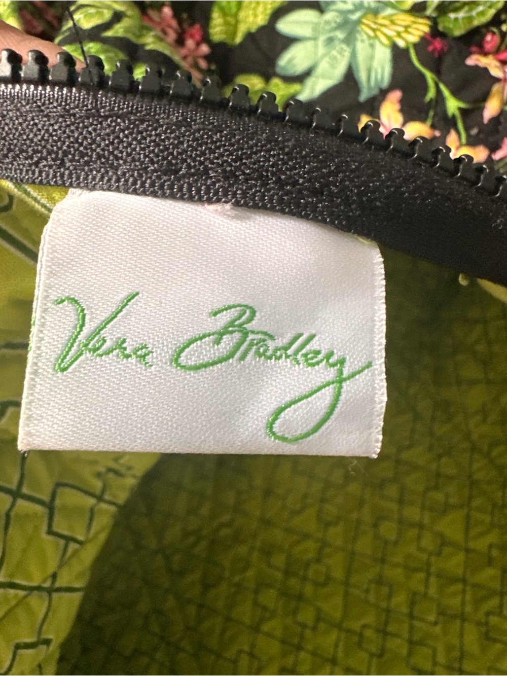 Vera Bradley Black Floral Quilted Tote with Pink & Green Accents - Picture 3 of 4